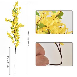 Redvigh Yellow Silk Forsythia Stems 10PCS, Artificial Forsythia Branches Fake Winter Jasmine Long Stem Spring Floral for Door Wreaths Home Wedding Party Indoor Outdoor Cemetery Decor