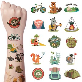 JoyfulGlam 99 PCS Camping Kids Temporary Tattoo Waterproof Camp Birthday Party Decoration Tattoo Stickers Gifts For Kids Girls Boy