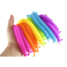 Curious Minds Busy Bags Set of 12 Stretchy Zoo Animal Puffer Stretchy Noodle Toys - Fun Long Stretch Toys - Fidget Sensory Toy - Stretchy Noodles String Fiddle (1 Dozen)