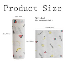 4 Rolls Reusable Kitchen Paper Towels, Disposable Cleaning Wipe, 10 x 9in Lazy Rags, 200 Pcs Non-Woven Dish Cloth Absorbent, Dry and Wet Dual-Purpose