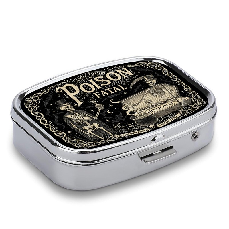 Metal 2 Compartment Pill Organizer Travel Friendly Portable Compact Pill