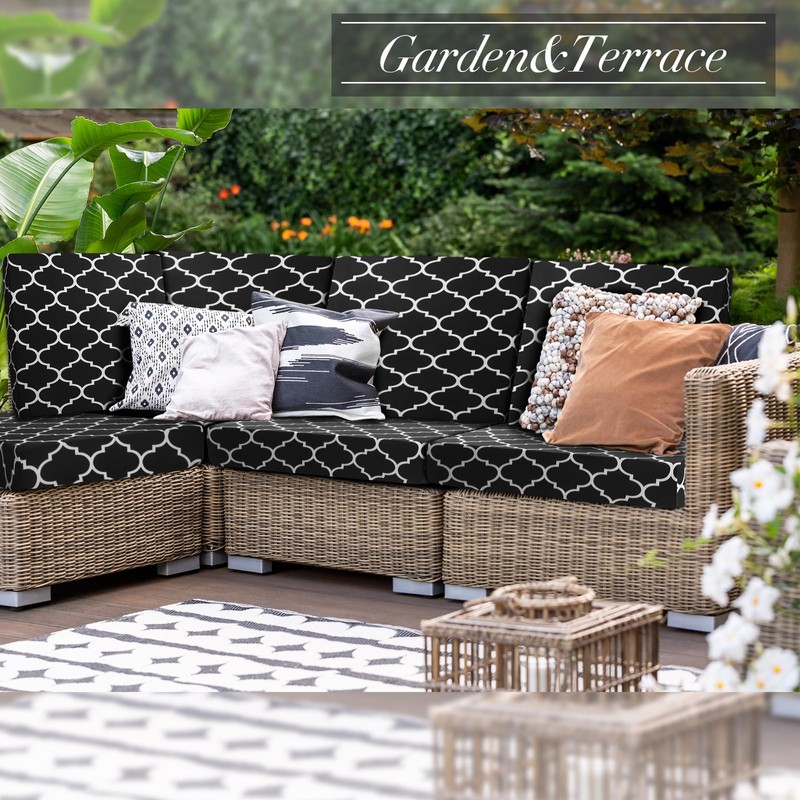 Newwiee 8 Pcs Stretch Patio Outdoor Cushion Covers Waterproof Replacement