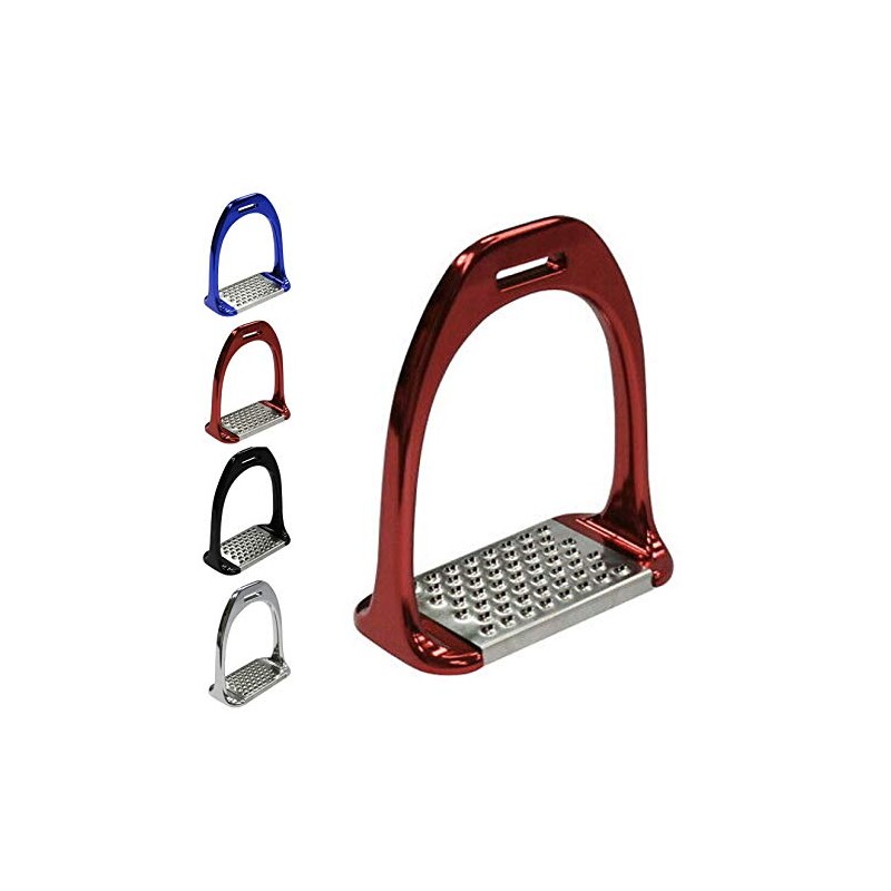 Nbrand JA Horse Aluminium Stirrups Balance Non-Slip Pads Stable (Red)