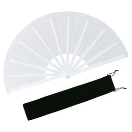EOSAU Boots on The Ground Hand Fan, Large Rave Fan Clacking Fans for Line Dancing Popping Folding Hand Fan Foldable for Kungfu Festival EDM Party Music (White)