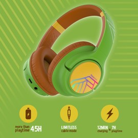 PowerLocus Kids Wireless Headphones, Bluetooth Kids Headphones LED Lights Over Ear with 74/85/94dB Volume Limited, 45H Playtime,Built-in Mic, Two Device Share Mode, HD Stereo for Travel/PC/Tablet