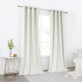 KEQIAOSUOCAI Cream White Blackout Curtains 108 Inches Long for Living Room - Grommet Room Darkening Thermal Insulated Ivory Curtain Drapes for Bedroom, Light Beige, 2 Panels, 52W x 108L