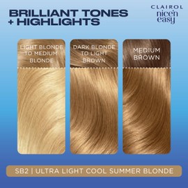 Clairol Nice'n Easy Crème, Natural Looking Oil Infused Permanent Hair Dye, SB2 Ultra Light Cool Summer Blonde
