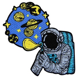 ZEGINs Astronaut Blow Star Bubbles Patch Embroidered Applique Badge Iron On Sew On Emblem