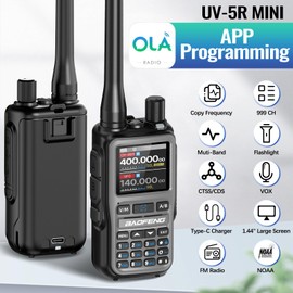 Baofeng UV-5R Mini Ham Radio Long Range Handheld Two Way Radio NOAA Weather Radio Dual PTT Rechargeable Walkie Talkies Longe Range APP Programming Copy Frequency 999CH USB-C Charging Survival Radio