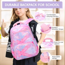 Amythe Children's Backpack School Bag Girls 1st 4th Class Casual Backpack School Backpack with Trolley Strap Good for School and Travel, purple