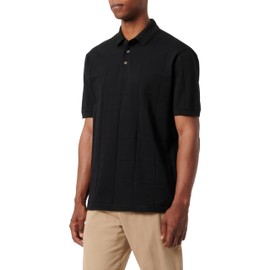 Armani Exchange Men's Cotton Jacquard Grid with Stacked Ax Logo Polo Shirt, black