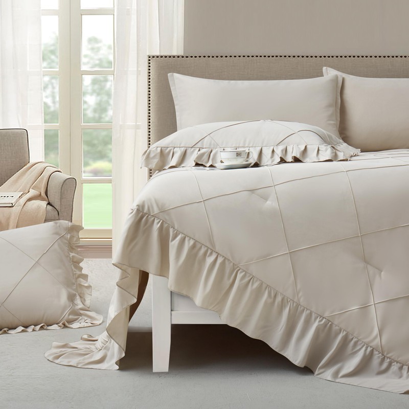Beige King Size Comforter Set, Bed in a Bag 7