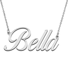 HUAN XUN Stainless Steel Choker Pendant Name Necklace for Women Bella