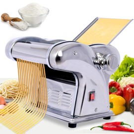 Donext 110V 135w 3 Blades Type Electric Pasta Maker, Household Noodle Making Machine Dough Spaghetti Roller Pressing Machine with 2.5mm Noodle Cutter, Stainless Steel, for Commercial & Homemade Use