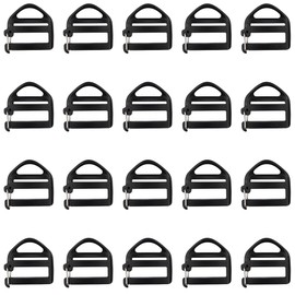 LNQ LUNIQI Pack of 20 Adjustable Buckles Webbing, 25mm Hardware Clasp Buckle Plastic Adjustable Buckle for Backpack Suitcase Luggage Strap Backpack Repair Tools (Black), black