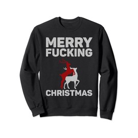 Merry Christmas Humour Offensive Ugly Sweater for Adults Sweatshirt, black