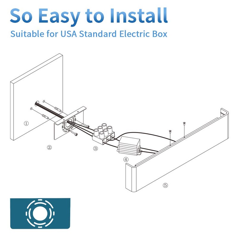 Aipsun 15.8in Modern Black Vanity Light Up and Down LED