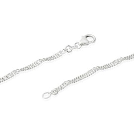 NKlaus Genuine 925 Sterling Silver Singapore Chain Twisted 3.00 mm Wide, Sterling Silver, No Gemstone