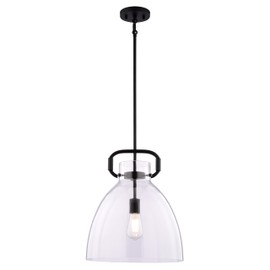 VAXCEL Madrona 1 Light Contemporary Pendant, Industrial Style Mounted Ceiling Lighting, Black Finish, Clear Glass