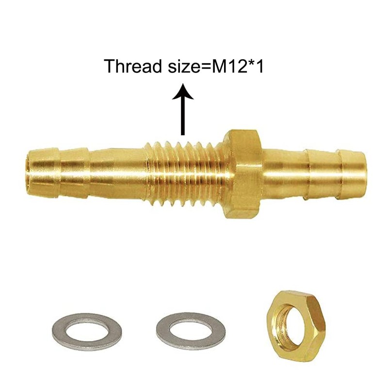 Joywayus 3/8" Hose Barb Thru-Bulk Head Hex Union Brass Fitting