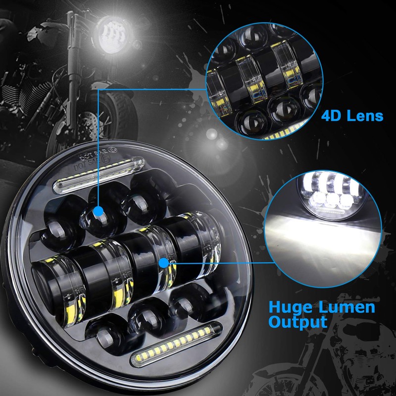 ZJUSDO Motorcycle 5.75inch Headlight with White DRL 5 3/4 Led