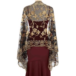 EASEDAILY Women's 1920s Shawls and Wraps for Evening Party Dress Sparkling Sequin Deco Wedding Scarf for Bride