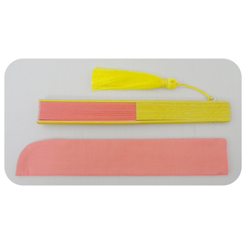 BOUDAI 2-Color Fashion Fan by COLOR Pink x Yellow