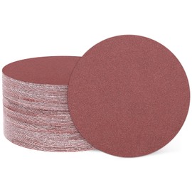 HARFINGTON 50 Pcs 2 Inch Sanding Discs, 180 Grit Hook and Loop Sandpaper, No-Hole Aluminum Oxide Orbital Sander Sandpaper for Woodworking Automotive Metal Polishing, Red