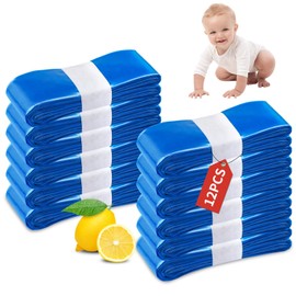 12 Stück Windeleimer Nachfüllkassetten,Windeleimer Nachfüllbeutel, Geruchsdichte Eingedickte, Hervorragende Abdichtung und Zähigkeit Kompatibel mit Tommee Tippee, Angelcare, LitterLocker, Spross etc