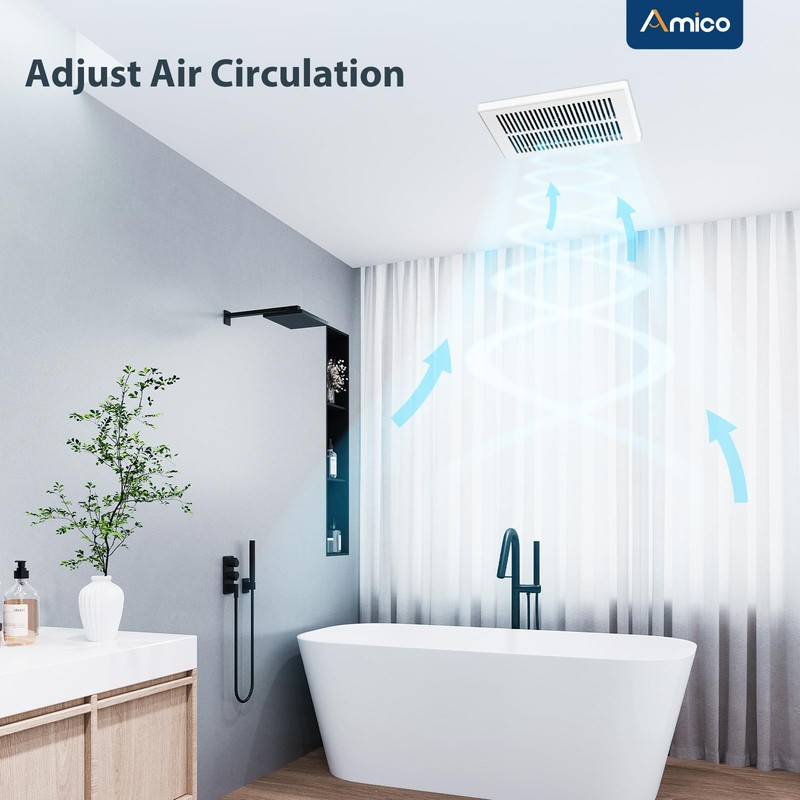 Amico Bathroom Exhaust Fan, 1.0 Sones, 80 CFM, Low Noise,