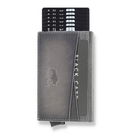 Solo Pelle Leather Slim Wallet with RFID Protection for up to 11 cards, model: Mech Leather, Stone grey with coin pocket