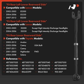 A-Premium Rear Rearward Lower Control Arm, with Bushing, Compatible with Toyota Camry 2002-2011, Highlander 2001-2003, Avalon 2005-2012, Solara 2004-2008 & Lexus ES300 2002-2003, ES330, ES350