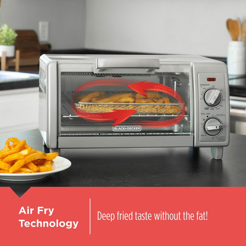 BLACK+DECKER Crisp N Bake Air Fry 4-Slice Toaster Oven, Gray,