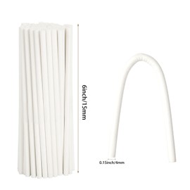 200 Pcs 6-Inch White Lollipop Sticks, Sticks for Rice Krispie Treats, Lollipop Paper Treat Stick, Paper Sucker Sticks for Cupcake Toppers, Homemade Candy, Chocolate, Dessert(Dia 3.5mm)