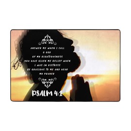 Vivacite Prayer Mat Christian Gifts for Women Men Faith Religious Spiritual Gifts for Women Prayer Rug with Bible Verse Christian Decor Area Rug for Pray and Meditaion Scripture Psalm 4:1, 36"X24"