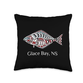 Glace Bay Nova Scotia Native Halibut Fisherman Glace Bay NS East Coast of Canada Halibut Native Fishers Throw Pillow, 16x16, Multicolor