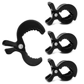 Pack of 4 Pushchair Clips, Pushchair Clips, Universal for Attaching, for Pushchairs, Deckchairs, Wheelchairs (Black)
