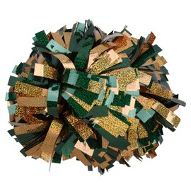 ICOCHEER Cheerleading Pom Poms Metalic Holographic Cheerleader 6 inch 1 Pair 2 Pieces (Green/Gold)