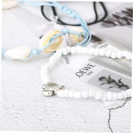 SAFIGLE Ankle Jewelry Seashell Anklet Beads Vintage Anklet Chain Fashion Anklets for Women White Set of 2