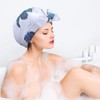 Shower Cap for Women - Waterproof Reusable Shower Adjustable Bow
