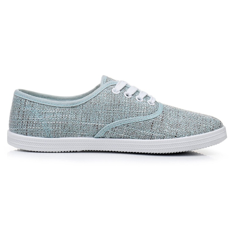 VenusCelia - Tenis con cordones para mujer, Lino Aqua, 24.5