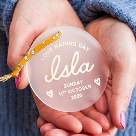 Pink Positive Naming Day Gift, Christening For Girls, Naming Ceremony Keepsake, Christening Gifts From Godparents, Baptism Gift Boy, Ornament