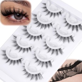 Self Adhesive Eyelashes Natural Self Adhesive Lash Clusters No Glue Needed Press On Lashes Reusable Pre-Bond Individual Lashes Wispy Eyelashes Extension Self Adhesive 8-16mm C Curl
