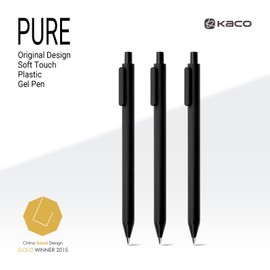 Kaco PURE Gel Pens Black Ink 0.7 mm Medium Point, 10 Pieces Set, Original Design, Quick Drying Aesthetic Note Taking Pens Office Supplies Cute Stationery (10 Black)