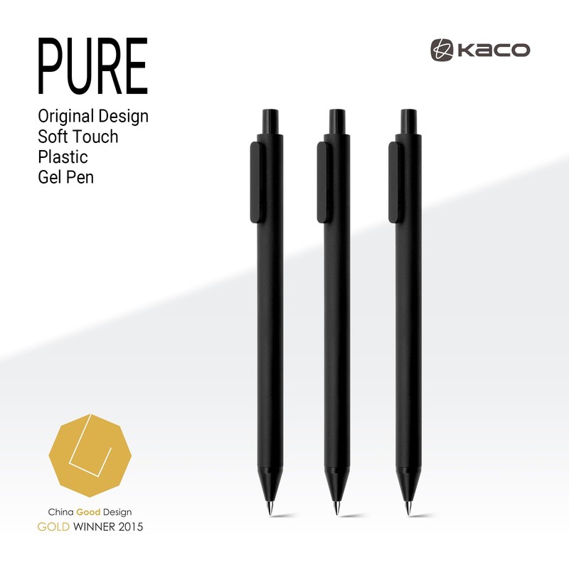 Kaco PURE Gel Pens Black Ink 0.7 mm Medium Point,