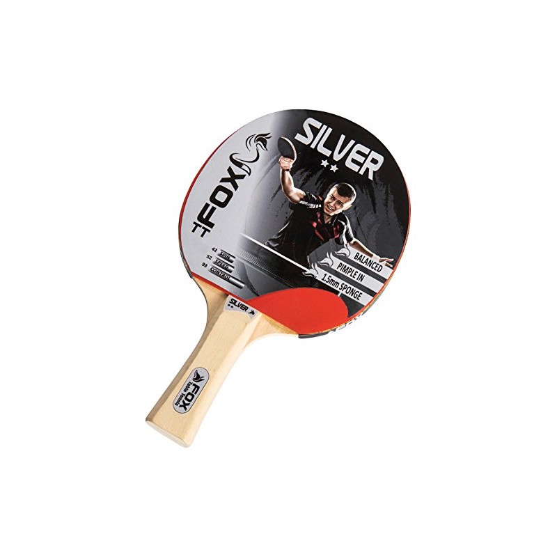 Fox TT Silver 2 Star Table Tennis Bat - Red,