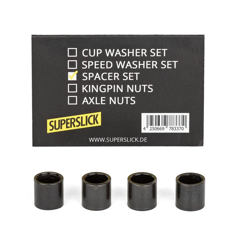 Superslick Spacer Set Black Skateboard Longboard Ball Bearing Spacer
