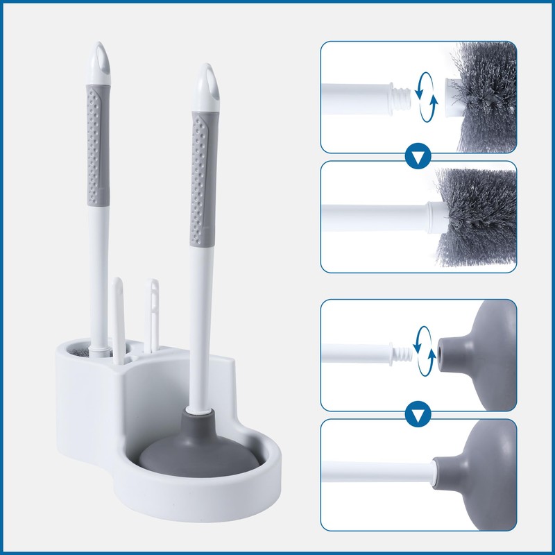 Eyliden トイレブラシ 4in1 トイレ掃除 トイレ つまり取り ラバーカップ 洋式・和式兼用 ホルダー付き 360°タイプ