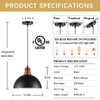Mgcanyu Black and Wood Pendant Lights 2 Pack, 11.8" Hammered