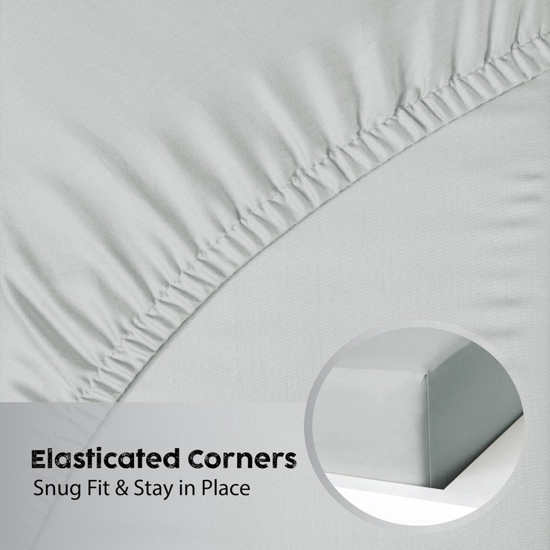 Ev Dekor Double Fitted Sheet Grey | Silver - Deep